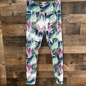 ZYIA Tropical Print Leggings - Pink, Green, Blue